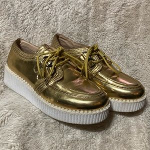 Forever 21 gold platform creepers Sz 8US